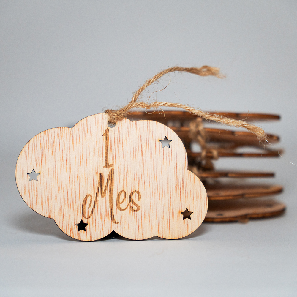 Placas de Cumplemes de Bebé de Madera – Set de 14 Discos Mensuales – Ideal para Fotos de Recién Nacidos y Regalo de Baby Shower